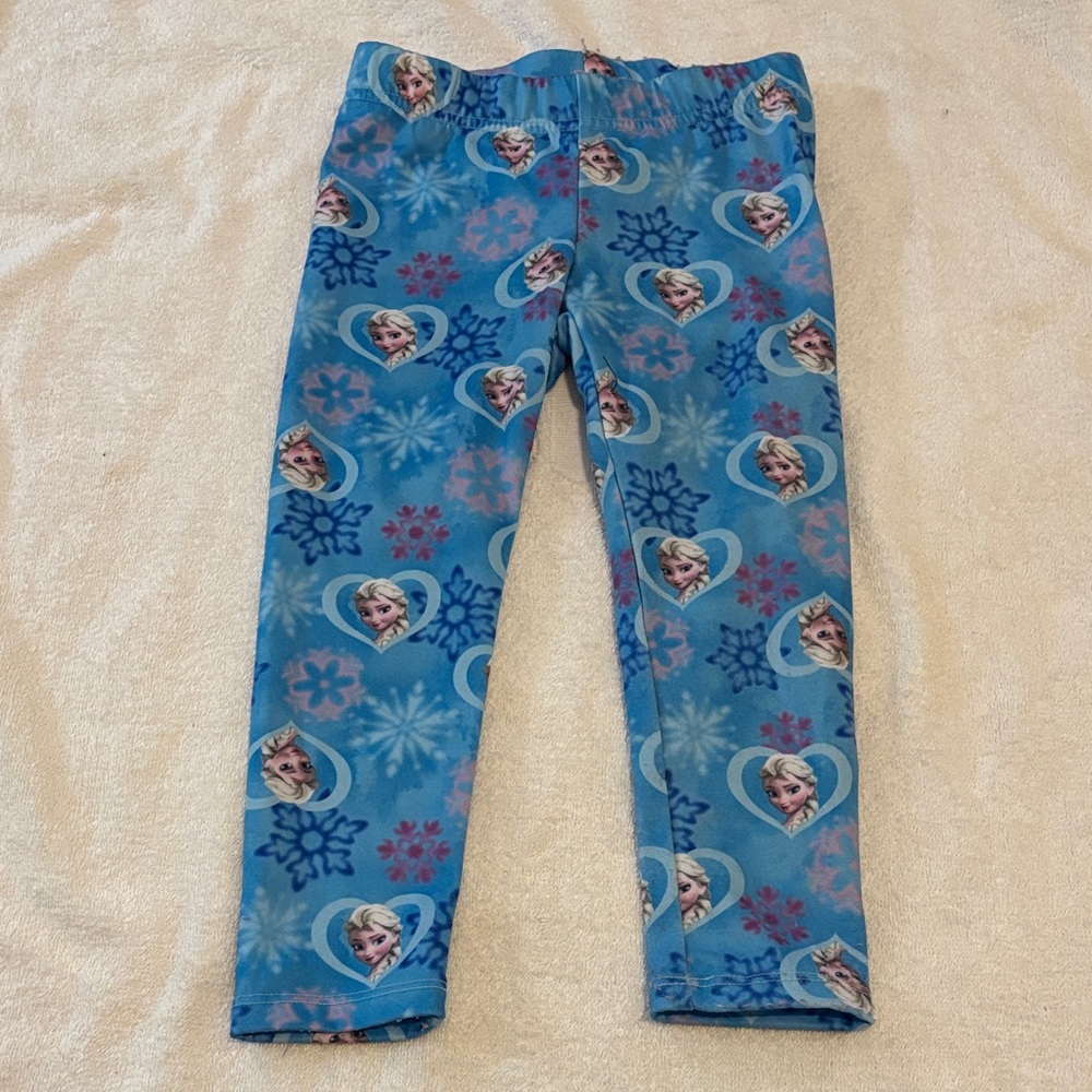 Disney Blue Elsa Heart & Snowflake Leggings